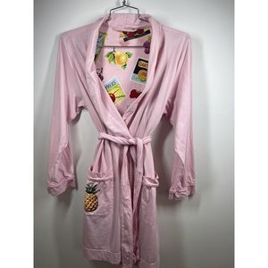 Nick and Nora Robe Women's SZ‎ S/M Pink With Farm Fresh Fruit Lining * Flaw*